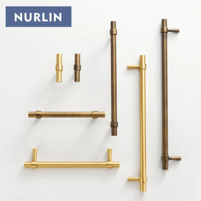 Nurlin, latón antiguo cepillado sólido, bronce, 500mm, 19,5 pulgadas, tiradores de gabinete, barra en T, muebles, armario, manija de electrodomésticos