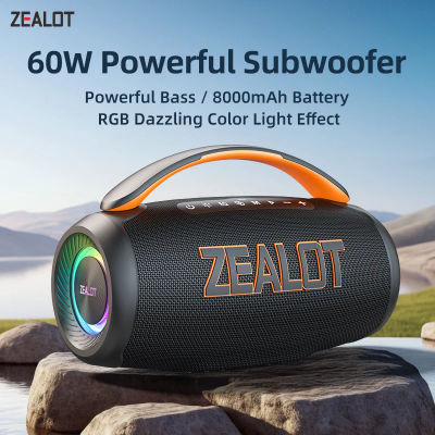 Altavoz zealot-P12 Altavoz Bluetooth de 60 W Altavoz portátil con 10 horas de reproducción, mango portátil, para acampar, fiestas, TWS, AUX