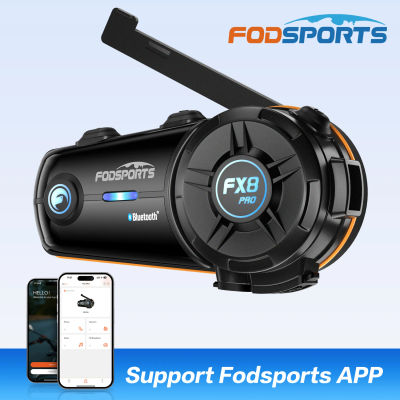 Intercomunicador para Motocicleta Fodsports FX8 Pro, Auriculares Bluetooth para Casco, 10 Motociclistas, Chip Dual, Compatible con la Aplicación Fodsports