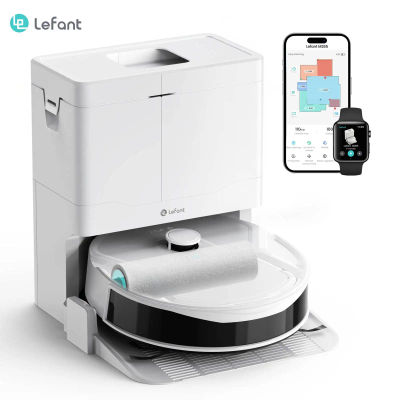Lefant M265 Robot Aspirador y Fregona 20000Pa Rodillo Lavador Estación Autolimpieza Anti-Enredo 11 Pulgadas Delgado para Pelo Mascota Suelos Azulejos 240RPM Limpieza Robot Fregona Suelos Duros Control
