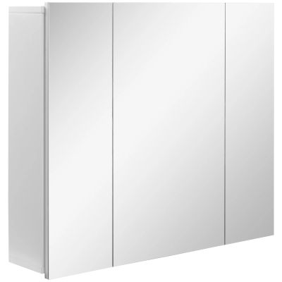 Kleankin Mueble de Baño con Espejo Mueble de Pared para Baño con 3 Puertas y Estantes Internos Ajustables 70x15x60 cm Blanco