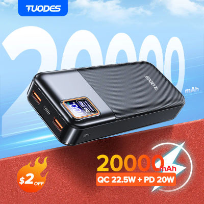 Tuodes-cargador portátil de carga rápida para iPhone, Samsung y Xiaomi, batería externa de gran capacidad de 20000 W, 22,5 mAh, PD20W