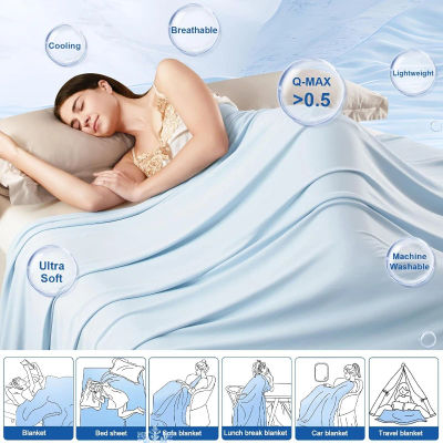 Manta de Seda Helada Ultrafría, Manta Refrescante de Verano, Suave, Ligera y Lavable, para Uso en Interiores y Exteriores, para Siesta en Casa