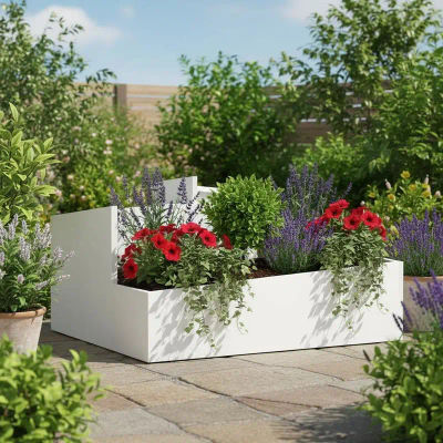 Jardinera elevada, 80x80x50 cm. Hecho de materiales resistentes y duraderos, ideal para cultivar flores, plantas verdes y vegetales.