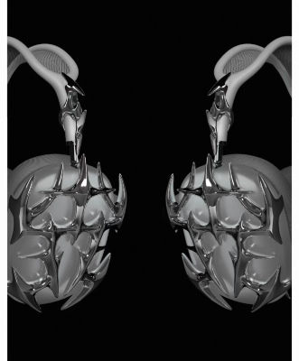 Estuche para auriculares con diseño original EON, grande, con punta plateada, compatible con AirPods Max, diseño impreso en 3D.