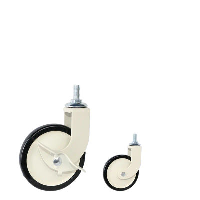 Rueda Universal de PP con tornillo M8 de 3 pulgadas, rueda de comedor con freno, ruedas silenciosas para muebles, 4 paquetes