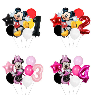 Globos de Aluminio de Mickey y Minnie Mouse, Globos con Número para Fiestas de Cumpleaños, Decoraciones para Fiestas Infantiles, Artículos para Baby Shower
