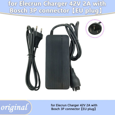 Cargador Elecrun 42V 2A para Baterías de Bicicletas Eléctricas Bosch 36V 3P Conector Active/Performance Line