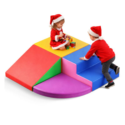 Juego de 4 piezas de espuma suave para bebés, kit de juegos para niños pequeños, gimnasio de escalada para bebés con tobogán, bloques de construcción grandes para niños pequeños de 1 a 3 años