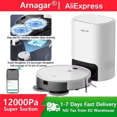 Arnagar S10 Robot Aspirador y Trapeador Inteligente, Robot Aspirador y Trapeador Inteligente para el Hogar, con Vaciado Automático, Control por Aplicación, 12000Pa, Vslam, 5200Mah, Bajo Ruido para
