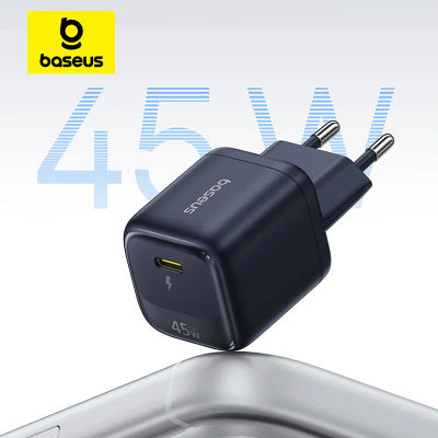 Cargador Baseus 45W GaN para iPhone 17 16 15 14 13 Pro Max, Cargador USB C con Soporte para Carga Rápida PD QC PPS para Laptop