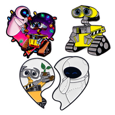 Pin de esmalte de robot de dibujos animados, broche de pareja para abrigo, broches de mujer, insignias de solapa de moda, joyería, regalo para amigos