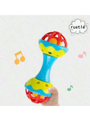 Sonajeros de mano de doble cabeza para niños pequeños, sonajeros calmantes con agarre manual, juguetes para bebés, juguetes para morder, 1 ud.