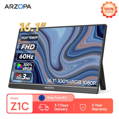ARZOPA Monitor Portátil de 16.1'' 100% SRGB 1080P FHD, Pantalla IPS, Segundo Monitor, Pantalla Externa Z1C