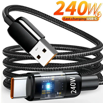 Cable de carga súper rápido USB a tipo C, 240W, QC 3,0, para Samsung, Xiaomi, Huawei, OPPO, pantalla Digital LED, cargador de teléfono, Cable de datos