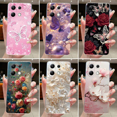 Para Xiaomi Redmi Note 13 4G funda transparente de lujo mariposa flor suave TPU funda de teléfono para Redmi Note 13 Pro 4G funda transparente