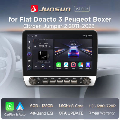 Junsun 10,1 "WirelessCarplay AndroidAuto Radio de coche para Fiat Ducato Jumper2 2011-2022 radio con botón Bluetooth GPS Navi 4G DSP