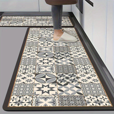 VIKAMA Alfombra de cocina impermeable, resistente al aceite, absorbente, a prueba de polvo, alfombra para puerta de entrada de pasillo de baño, decoración del hogar
