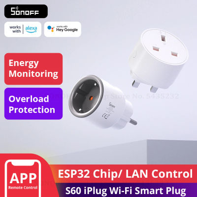 SONOFF S60 enchufe inteligente WiFi UE/Reino Unido con salida de Monitor de potencia enchufe inteligente protección contra sobrecarga temporizador para Alexa Google Home Alice