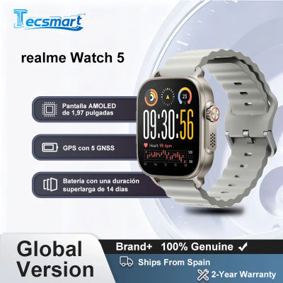 Smartwatch - realme Watch 5 Versión Global Brújula y GPS independiente con 5 GNSS Pantalla AMOLED de 1,97 pulgadas Hasta 14 días Batería súper larga IP68