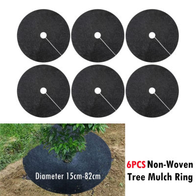 6 uds 15cm-82cm anillo de mantillo de árbol no tejido barrera de deshierbe estera protectora gruesa cubierta de plantas tela de jardinería anti hierba