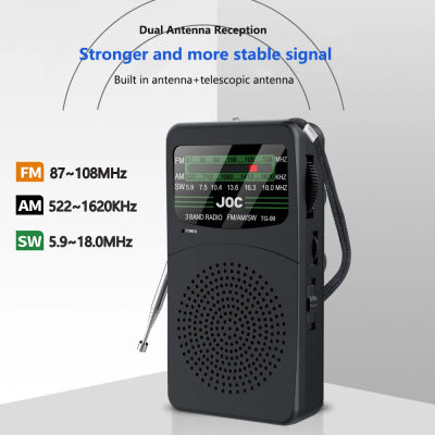 Radio portátil FM/AM/SW, receptor FM con batería, excelente recepción, altavoz claro con conector para auriculares de 3,5mm, iluminación LED para personas mayores