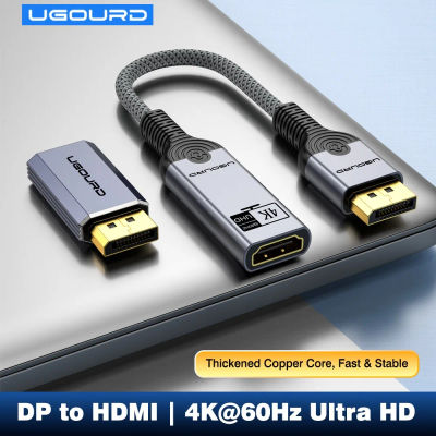 Adaptador UGOURD DisplayPort DP a HDMI Macho a Hembra 4K 60Hz 30Hz 2K 144Hz UHD Audio Sync Plug & Play para Laptop y Monitor de Juegos
