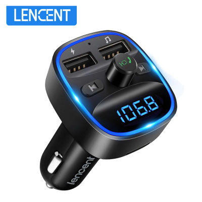 LENCENT-transmisor FM Bluetooth, adaptador de Radio inalámbrico, Kit para coche con carga USB Dual, cargador de coche, reproductor MP3, compatible con tarjeta TF