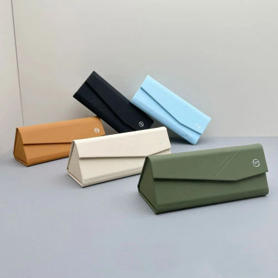 NUEVO Estuche Plegable Retro Portátil para Gafas 2026, Caja de Almacenamiento Minimalista de Cuero para Gafas de Sol, Funda Protectora Triangular para Gafas