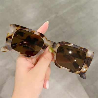 Vintage playa/viajes gradiente moda mujer rectángulo leopardo gafas de sol sombras hombres gafas de sol cuadradas lentes de diseñador de lujo