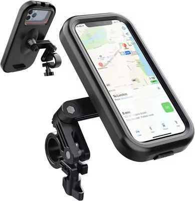 Soporte impermeable para teléfono móvil de motocicleta, bicicleta Universal 360 ° Soporte giratorio ajustable para motocicleta para teléfonos de 4,7-6,8 pulgadas
