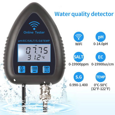 Tuya WiFi 5 en 1 Monitor de calidad del agua TDS/EC/SALT PH S.G.TEMP analizador de agua Bluetooth multifunción para acuarios y acuicultura