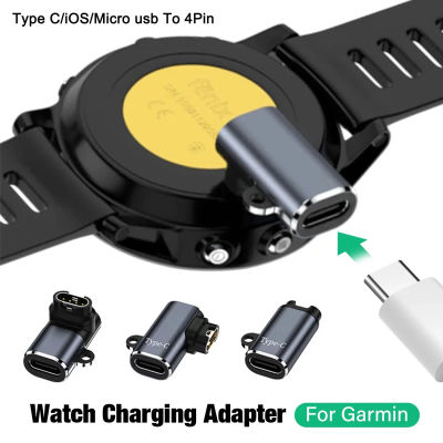 Conector adaptador de cargador tipo C/Micro/IOS USB a 4 pines para Garmin Fenix 7/6/5/7X/6X/5X/ Venu 2 plus convertidor de carga de reloj