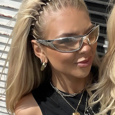 Gafas de sol retro europeas y americanas para fotografía callejera, gafas de sol futuristas para mujer, gafas Y2K para chicas modernas