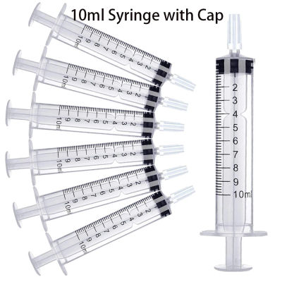 Jeringa de Plástico de 10 ml con Tapa, Adecuada para Fiestas, Medición, Riego de Plantas, Reposición de Fluidos y Alimentación