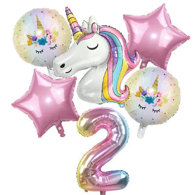 Juego de Globos de unicornio de arcoíris, Globos de aluminio con número de 32 pulgadas, decoraciones para fiestas de cumpleaños, Baby Shower, 1 Juego
