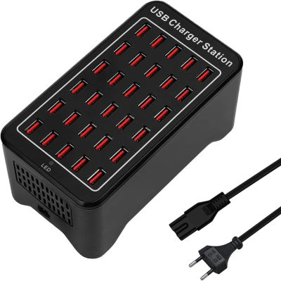 Cargador USB de 20/30 puertos, cargador USB inteligente de 100W/150W, concentrador de carga de escritorio, estación de carga multipuerto para Samsung/iPhone/iPad/Tab
