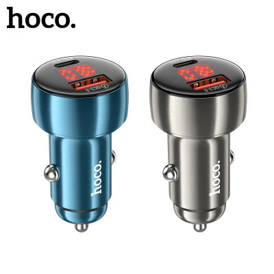 HOCO Z50 PD30W USB C carga rápida con puerto QC3.0 USB A cargador de coche para iPhone 15 13 12 Pro Max adaptador de teléfono con pantalla Digital