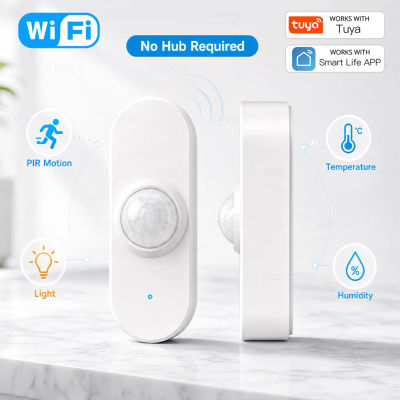 Sensor Inteligente WiFi 4 en 1 Tuya, Detector de Movimiento PIR, Monitor de Temperatura y Humedad, Aplicación Smart Life, Automatización con Alexa y Google Home
