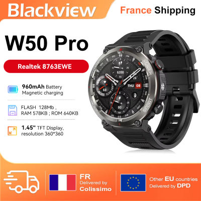 Blackview W50 Pro Smartwatch Resistente, Pantalla TFT de Alta Definición de 1,45", Resistente al Agua hasta 10m, Llamadas por Bluetooth y Batería 960mAh