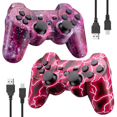 Paquete de 2 controladores inalámbricos PS3 Playstation 3, mando inalámbrico Bluetooth con Cable cargador USB para consola P3