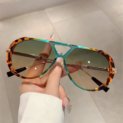 1/2 Uds gafas de sol de piloto Vintage moda doble puente gradiente multicolor gafas casuales mujeres moda diseño de lujo gafas de sol