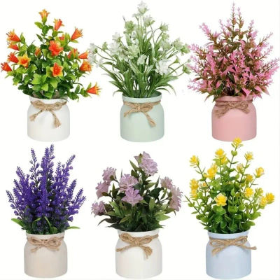 Mini flores en maceta falsas, bonsái verde, adornos en maceta, decoración de mesa de plantas falsas, plantas en maceta de árbol simulado, decoración del jardín del hogar