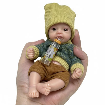 AnjoDoll encantador 6 pulgadas Palm bebés recién nacidos cuerpo completo silicona niños muñecas Reborn Bebe Reborn Corpo De silicona Inteiro