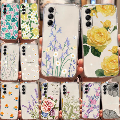 Para Samsung Galaxy M13 M14 M15 F15 C55 F55 F23 M23 M34 M35 M54 M55 5G plantas de flores de lujo moda silicona TPU funda de teléfono transparente