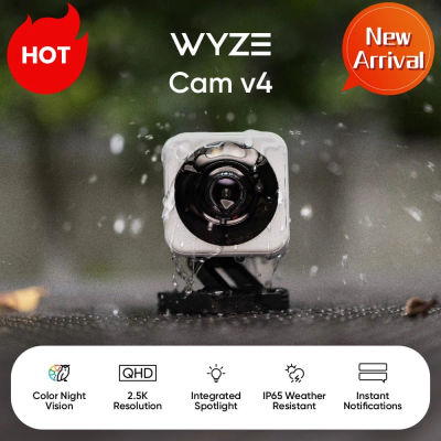 Wyze Cam v4, cámara de seguridad inteligente para el hogar con Wi-Fi 2K, monitor para mascotas/bebés para interiores/exteriores, foco/sirena activada por movimiento, audio bidireccional