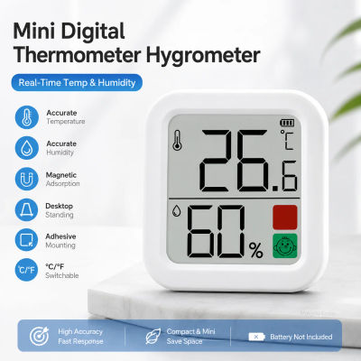 Mini Termómetro Higrómetro Digital, Monitor de Temperatura y Humedad Interior con Soporte Magnético ° C/ ° F para la Habitación del Bebé en Casa