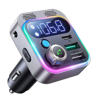Transmisor FM Bluetooth para Radio de coche con micrófonos duales para llamadas telefónicas manos libres inalámbricas reproductor MP3 compatible con carga rápida