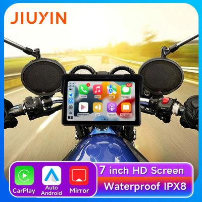 JIUYIN-navegador GPS portátil para motocicleta, pantalla de 7 pulgadas, resistente al agua IPX7, Bluetooth, inalámbrico, Carplay, Android, Auto
