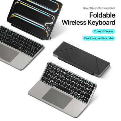 Teclado Bluetooth 5.0 plegable, modelo multifuncional con panel táctil y soporte para teléfono, para teléfonos, tabletas y PC - Nuevo lanzamiento